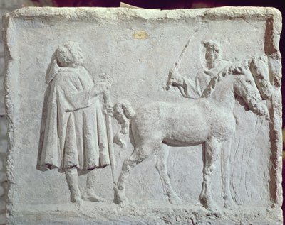 Relief, das einen Pferdemarkt darstellt, 2.-3. Jahrhundert n. Chr. von Roman